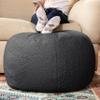 Jaxx Ellis Ottoman Shearling Faux-Lamb Plush Pouf for Modern Interior Design, Large, Black view 1