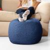 Jaxx Ellis Ottoman Shearling Faux-Lamb Plush Pouf for Modern Interior Design, Small, Indigo view 1
