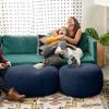 Jaxx Ellis Ottoman Shearling Faux-Lamb Plush Pouf for Modern Interior Design, Small, Indigo view 3