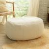 Jaxx Ellis Ottoman Shearling Faux-Lamb Plush Pouf for Modern Interior Design, Oval, Cloud view 2