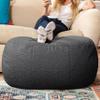 Jaxx Ellis Ottoman Shearling Faux-Lamb Plush Pouf for Modern Interior Design, Oval, Black view 1