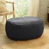 Jaxx Ellis Ottoman Shearling Faux-Lamb Plush Pouf for Modern Interior Design, Oval, Black view 2