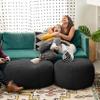 Jaxx Ellis Ottoman Shearling Faux-Lamb Plush Pouf for Modern Interior Design, Oval, Black view 3