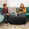 Jaxx Ellis Ottoman Shearling Faux-Lamb Plush Pouf for Modern Interior Design, Oval, Black view 4