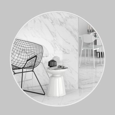 Round Wall Mirror, Aluminum Bathroom Mirror, Bedroom Vanity Mirror, 30/40/50/60/70/80cm, for Living Room, Bedroom, Bathroom, Entrance Hall, Gold/Black/White (Color : White, Size : 40cm/15.7in)