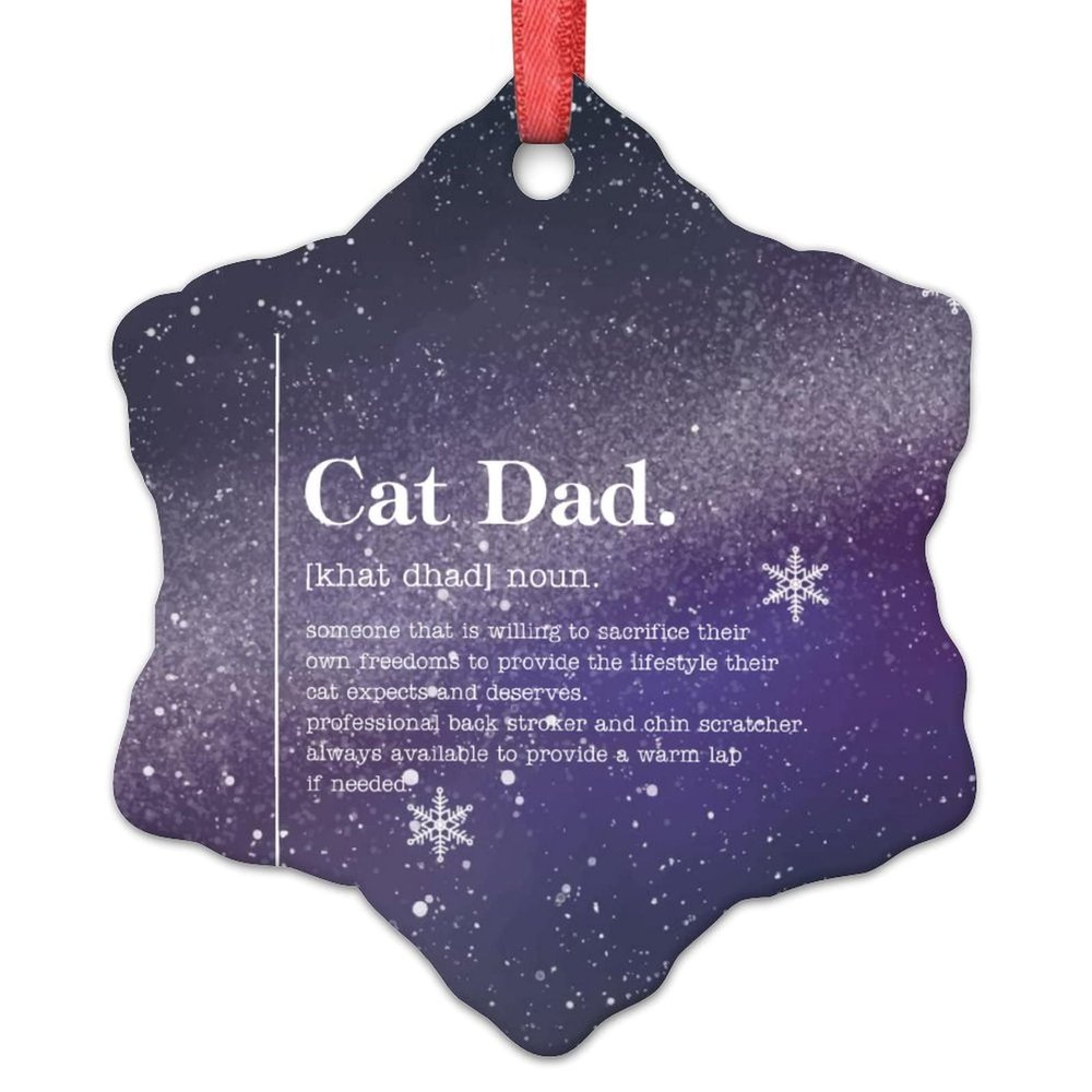 Cat Dad Definition Typography Ornaments for Christmas Trees Funny Quote Cat Dad Personalized Christmas Ornaments 2022 Hanging Ornaments Holiday Christmas Keepsake New Year Gifts 3 Inch