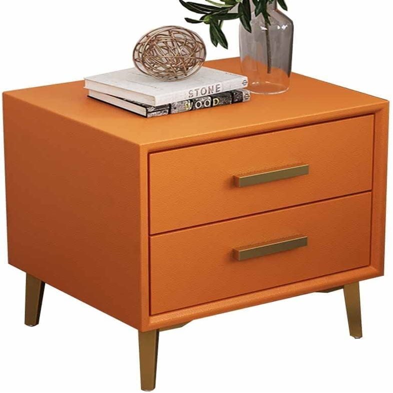 Nightstand, End Table, Side Table Bedside Table Nightstand Made of MDF, Night Stand with 2 Drawers End Table for Bedroom/Living Room/Salon/Office (Color : Orange)