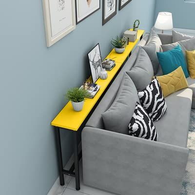 ALSODI Living Room Sofa Shelf, Long Console, Leaning Against a Wall Storage Shelf, Porch Narrow Console,C,80 * 20 * 75cm