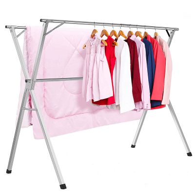 HUHJYUGE Clothes Drying Racks for Laundry and Hanging Foldable 59in, Retractable Laundry Rack for Drying Clothes Outdoor, Stainless Steel Garment Rack with Gravity Lock Device