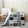 Black Gray Plaids Patchwork Kids Flannel Blanket for Boys Girls Adults,Wild Animals Deer Antlers Bear Bed Blanket,Arrows Pine Trees Throw Blanket,Rustic Fuzzy Blanket,Baby Size (30 x 39 Inches) view 3