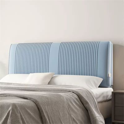 ZZYK Large Upholstered Reading Wedge Pillow Headboard Backrest Fleece King Size Bolster Lumbar Support Cushion Home Double Tatami Couch Bed Cushion,Blue,Straps 63"/160cm