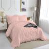 3 Piece Pinch Pleated Ruffle Comforter Set Premium Super Soft | 600 GSM All Season Pintuck | 1000 Thread Count | 100% Egyptian Cotton (Oversized Super King Size Blush Color) view 1