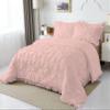 3 Piece Pinch Pleated Ruffle Comforter Set Premium Super Soft | 600 GSM All Season Pintuck | 1000 Thread Count | 100% Egyptian Cotton (Oversized Super King Size Blush Color) view 2