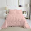 3 Piece Pinch Pleated Ruffle Comforter Set Premium Super Soft | 600 GSM All Season Pintuck | 1000 Thread Count | 100% Egyptian Cotton (Oversized Super King Size Blush Color) view 3