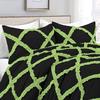 400 Thread Count Two-Tone Diamond Ruffle Duvet/Comforter Cover 3PC Set, 100% Egyptian Cotton Quilt Covers & Pillowcases, Soft and Shaggy Bedding Set - Sage/Black Solid, King Size. view 2