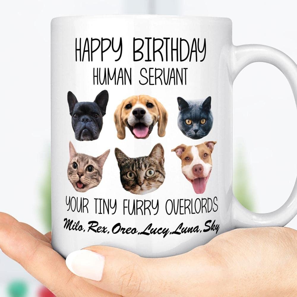 Good Morning Human Servant Personalized Custom Photo Dog Cat Head Mug