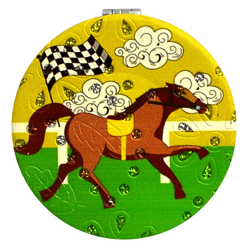 Feng Shui Winning Vibrations Compact 2-Sided Purse Mirror Best Wishes, Mascot New Year's Gift (HorseVictory)