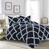 400 Thread Count Two-Tone Diamond Ruffle Duvet/Comforter Cover 3PC Set, 100% Egyptian Cotton Quilt Covers & Pillowcases, Soft and Shaggy Bedding Set - Light Blue/Black Solid, Oversize King Plus Size. view 1