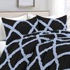 400 Thread Count Two-Tone Diamond Ruffle Duvet/Comforter Cover 3PC Set, 100% Egyptian Cotton Quilt Covers & Pillowcases, Soft and Shaggy Bedding Set - Light Blue/Black Solid, Oversize King Plus Size. view 3