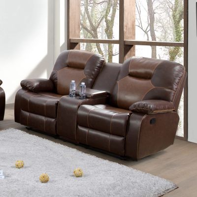 A Ainehome Leather Recliner Sofa Sets, Recliner Loveseat Sofa for Living Room Furniture Set, Reclining Loveseat Couch, Wall Hugger Double Recliners for House/Office/Rv(C-Brown Leather,Loveseat)