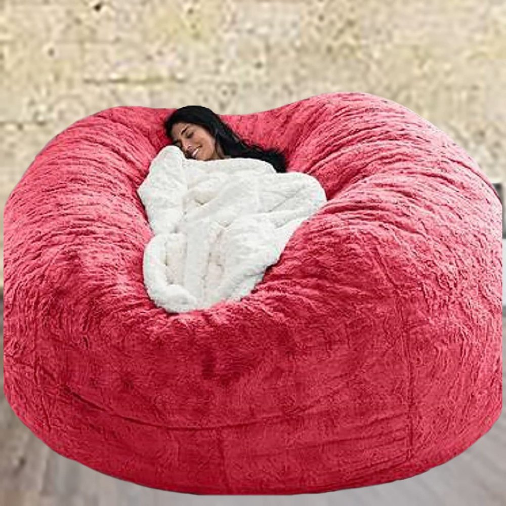 AAXYZX No Filler Oversized Bean Bag Cover,largertnbean Bag Cover Pink,Bean Bag Chair Cover Only Lazy Sofa Bed Cover PV Velvet Bean Bag Cover Gaming and Young Adult Bean Bag Chair