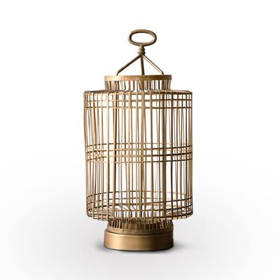 BOOMLATU 21.5" Tall Vintage Decorative Candle Lantern with Handle,Metal Hollow Lantern Decorative for Farmhouse Decor,Gold