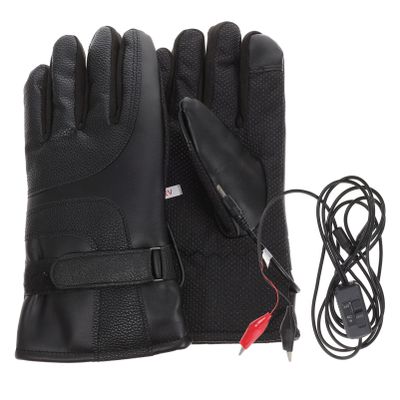 Xmas Motorcycle Heated Mittens 12v PU Cotton Electric Gloves