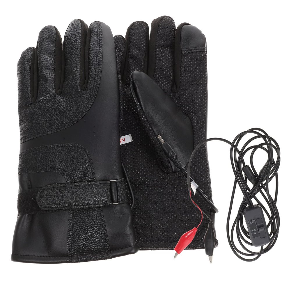 Xmas Motorcycle Heated Mittens 12v PU Cotton Electric Gloves