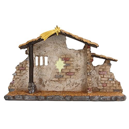 Pssopp Christmas Nativity Scene Set, Christmas Manger Shed Statue Decorative Figures Sculpture for Holiday Desktop Decoration