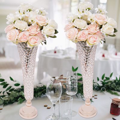 2Pcs Gold Wedding Centerpieces Flower Stand, 20.86"/ 53cm Tall Flower Vases for Dining Room Table, Vases for Centerpieces for Party Birthday Anniversary Ceremony Event Reception Home Decor
