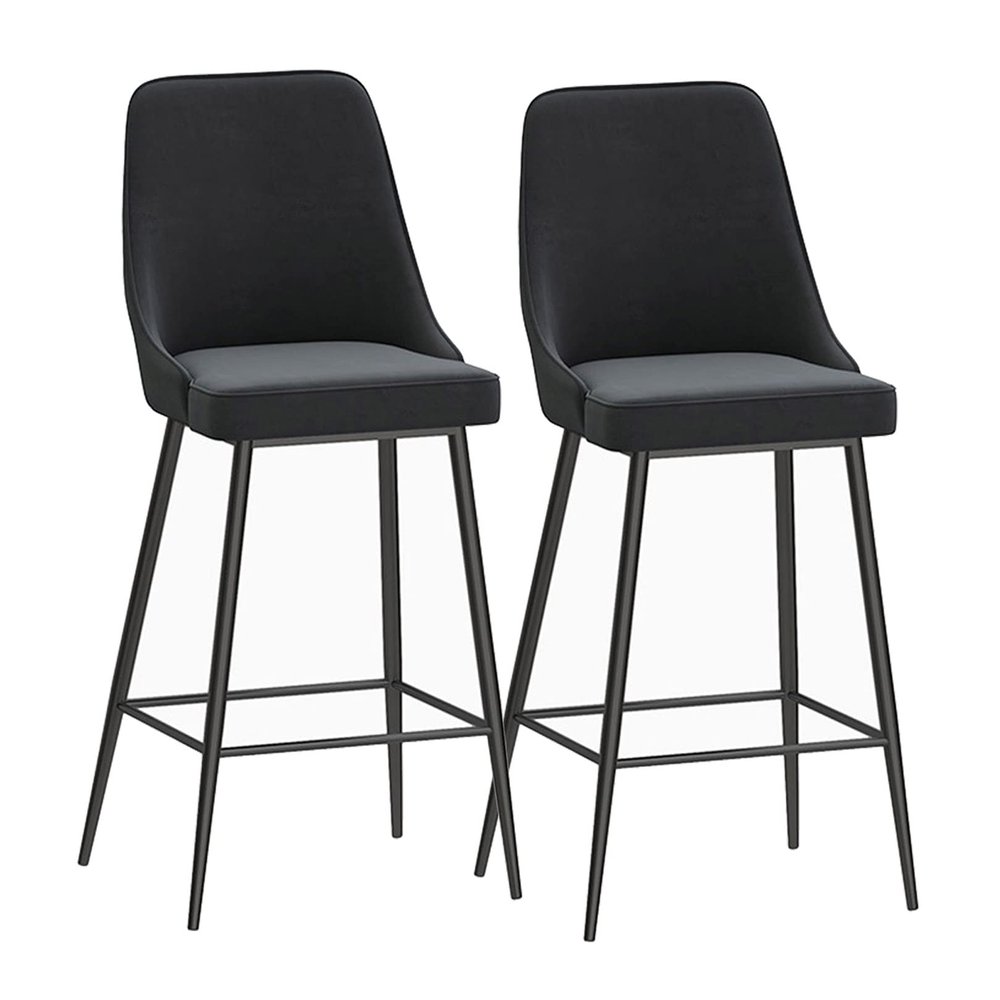 Bar Stools Dining Chair Metal Bar Stools Set of 2 Bar Stools with High Backrest Velvet Barstool Metal Black Footrest Farmhouse Island Chairs Breakfast Dining Stools for Kitchen Bistro Pub Di