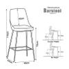 Bar Stools Dining Chair Metal Bar Stools Set of 2 Bar Stools with High Backrest Velvet Barstool Metal Black Footrest Farmhouse Island Chairs Breakfast Dining Stools for Kitchen Bistro Pub Di view 2