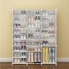 MONIPA 36/48 Pack Shoes Storage Boxes with Lid, Cube Unit Organizer Cabinet Shelf - Clear Stackable Shoe Containers Bins Holders for Closet Bedroom Small Space (36) view 2