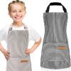 Jiuguva 2 Pcs Kids Apron Adjustable Cotton Toddler Cooking Stripe Chef Apron with 2 Pockets for Children Baking(Black, Brown) view 1