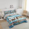 Manfei Lake Camper Comforter Set King Size, Rustic Farmhouse Style Quilt Set with 2 Pillowcases, Blue Wooden Stripe Print Bedding Set 3pcs for Kids Boys Teens Bedroom Decor, Plank Duvet Set view 3