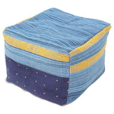 LIFKOME Ottoman Cover, Sky-Blue, 42x42x33cm, Cotton and Linen Material, Decorative Accent Piece