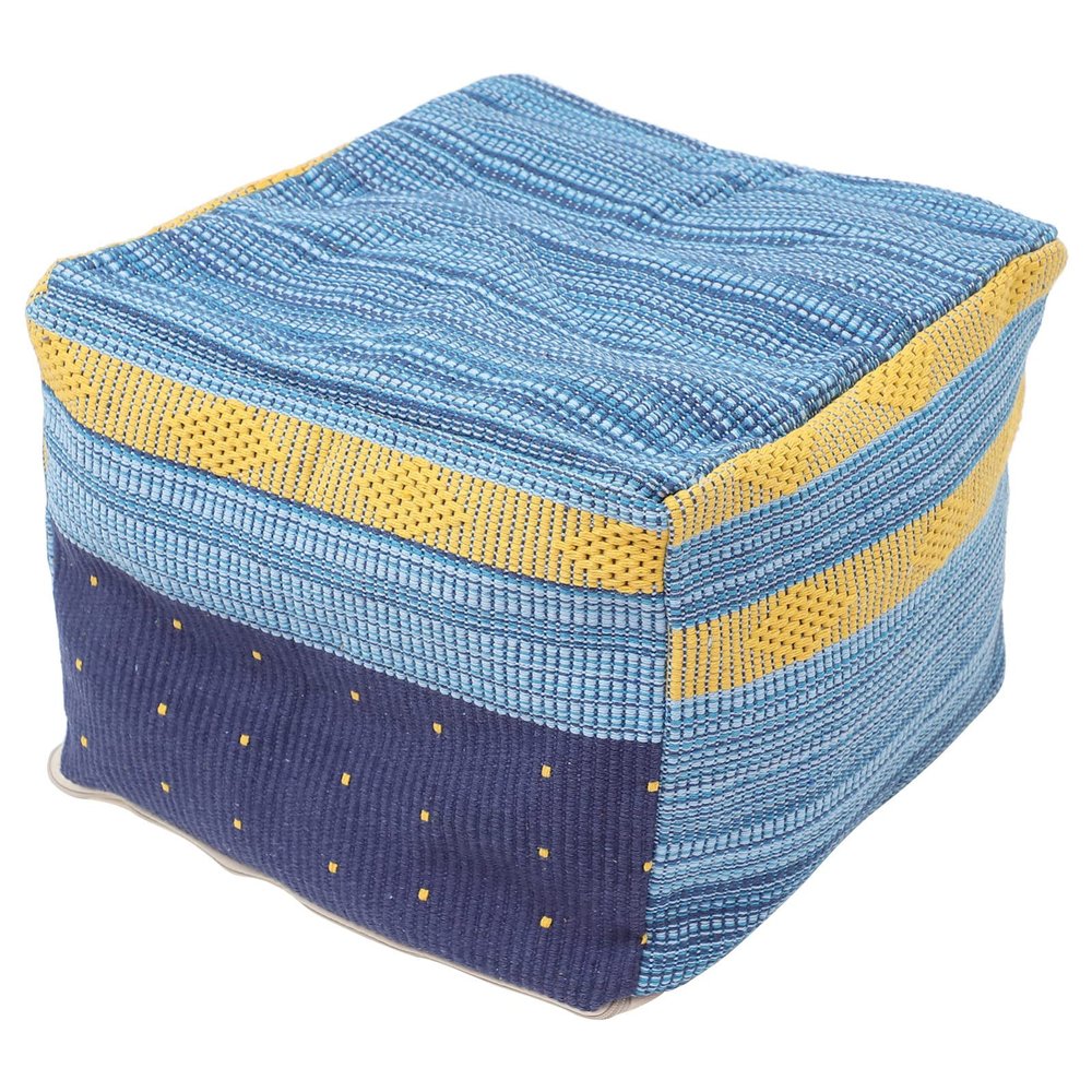 LIFKOME Ottoman Cover, Sky-Blue, 42x42x33cm, Cotton and Linen Material, Decorative Accent Piece