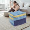 LIFKOME Ottoman Cover, Sky-Blue, 42x42x33cm, Cotton and Linen Material, Decorative Accent Piece view 4