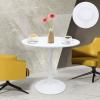 31.5 Inch Dining Table White Modern Round Table Tulip Kitchen Table Leisure Coffee Table with MDF Top and Metal Base for Kitchen Living Room Coffee Shop view 3