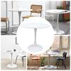 31.5 Inch Dining Table White Modern Round Table Tulip Kitchen Table Leisure Coffee Table with MDF Top and Metal Base for Kitchen Living Room Coffee Shop view 4