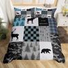 Camo Geometric Grids Plaids Kids Duvet Cover Set King Size,Boys Girls Adults Cabin Decor,Deer Moose Bear Animals Comforter Cover,Boho Arrows Pine Trees Bedding Set,Rustic Quilt Cover,2 Pillowcases view 4