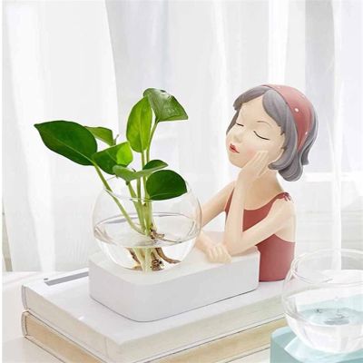 TATSEN Color Girl Hydroponic Vase Resin Character Model Fun Countertop Small Decoration Modern Home Decoration