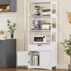 DICTAC Kitchen Pantry Storage Cabinets Freestanding Tall Bathroom Cabinet with Shelves and Drawer 64''H Sideboard Microwave Space Cupboard Organizer for Home Office,White, 23.62x13x64.06inch view 1