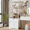 DICTAC Kitchen Pantry Storage Cabinets Freestanding Tall Bathroom Cabinet with Shelves and Drawer 64''H Sideboard Microwave Space Cupboard Organizer for Home Office,White, 23.62x13x64.06inch view 4