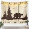 Bear Silhouette Kids Tapestry,Boys Girls Adults Cabin Decor,Pine Trees Old Wooden Plank Retro Wall Tapestries,Boho Arrows Paws Wall Hanging,Brown Rustic Home Wall Decor,XLarge 70.9 x 92.5 Inches view 1