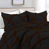 400 Thread Count Two-Tone Diamond Ruffle Duvet/Comforter Cover 3PC Set, 100% Egyptian Cotton Quilt Covers & Pillowcases, Soft and Shaggy Bedding Set - Chocolate/Black Solid, Oversize Queen Size. view 3
