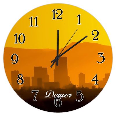 City in Colorado State Hanging Wall Clock USA Colorado Capital Denver Home Decorative Clocks Farmhouse Battery Operated Clock Country Souvenir Gift Round Clock for Bedroom 15inch