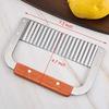 3 Pack Crinkle Cutter Stainless Steel Potato Slicer Heavy Duty Wavy Crinkle Cutting Chopping Tools with Wooden Handle for Carrot Veggies view 2