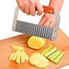3 Pack Crinkle Cutter Stainless Steel Potato Slicer Heavy Duty Wavy Crinkle Cutting Chopping Tools with Wooden Handle for Carrot Veggies view 3