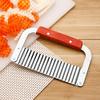 3 Pack Crinkle Cutter Stainless Steel Potato Slicer Heavy Duty Wavy Crinkle Cutting Chopping Tools with Wooden Handle for Carrot Veggies view 4